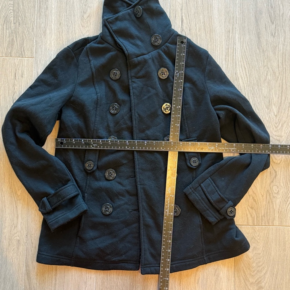 Cavalini Double breasted, black short women’s Coat size medium - Picture 3 of 11